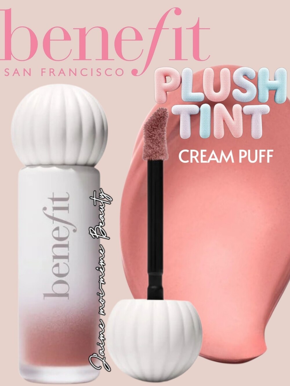 Benefit Plush Matte Lip Tint In Cream Puff - Nude Almond Pink - NEW